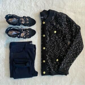 EXPRESS Black Silver & Gold Sweater Jacket